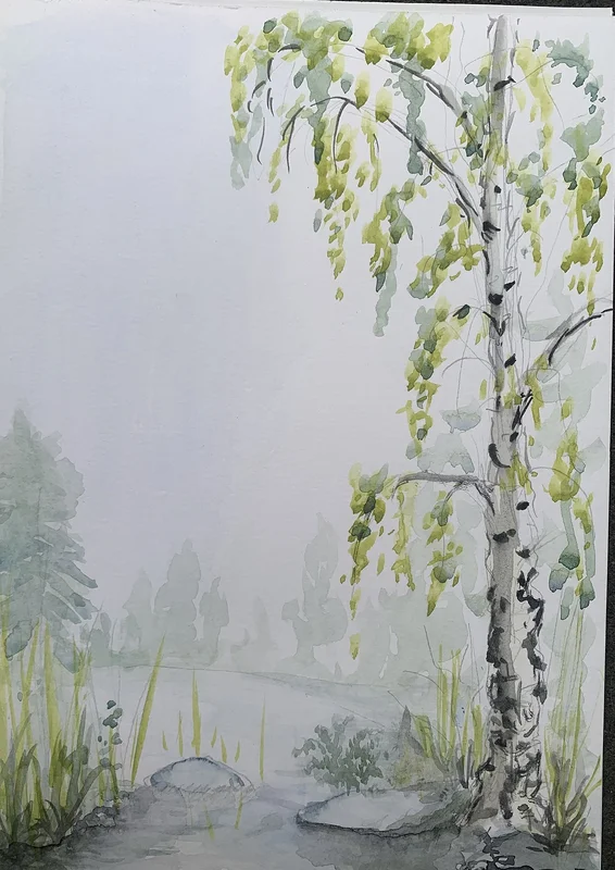 Akvarell Åkeshov nature reserve av Carlyle Minnaar