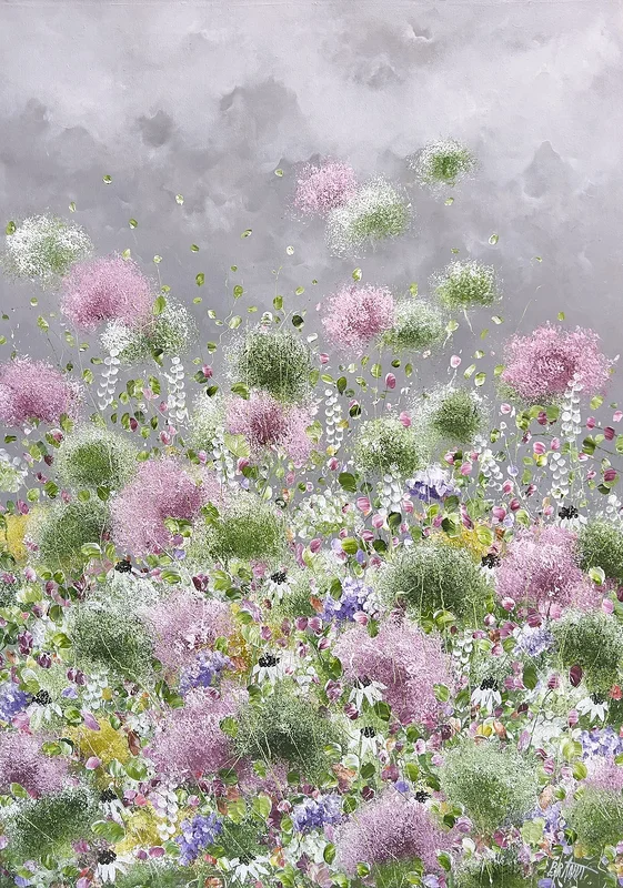 Akrylmålning BRUME DE ROSÉE av Anna Artistockholm Brandt
