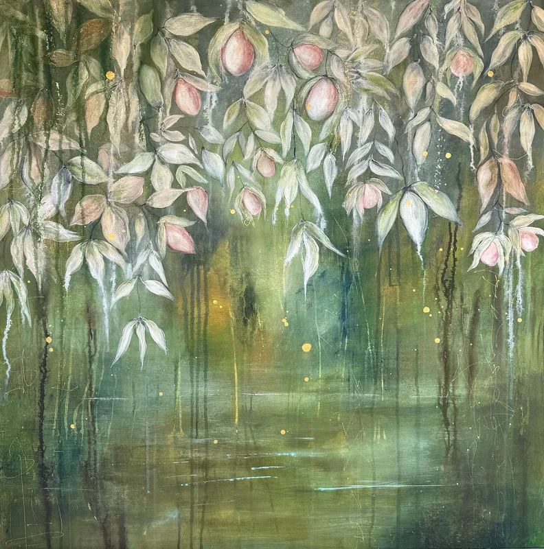 Akrylmålning Pink Delight II av Monica Berglin