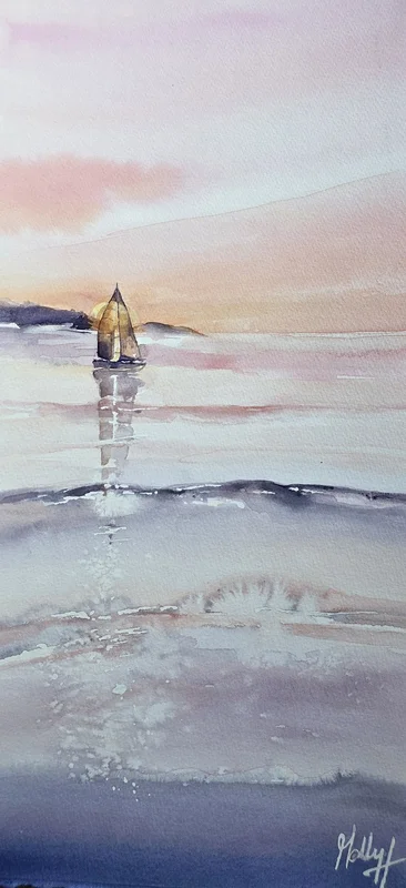 Akvarell Pink champagne av Molly, Monika Hellgren