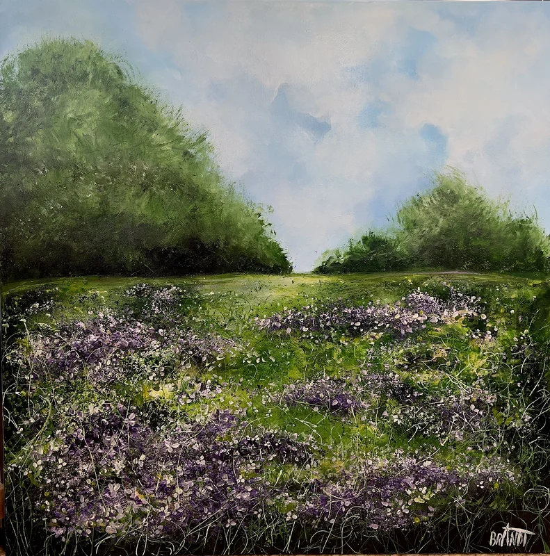 Akrylmålning The Lavender Meadow av Anna Artistockholm Brandt