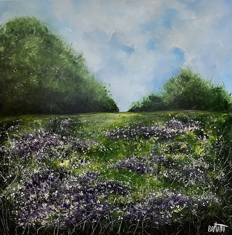 Akrylmålning The Lavender Meadow av Anna Artistockholm Brandt