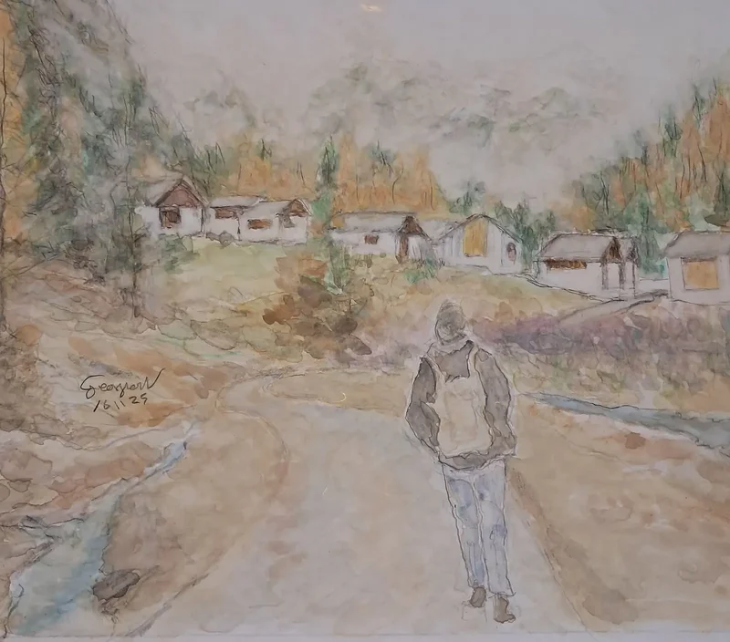 Akvarell Akvarell , Höst motiv , av Georgios Voutsas