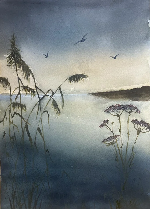 Akvarell STRANDKANTEN av Rose-Marie Lyckebrant-Lindqvist