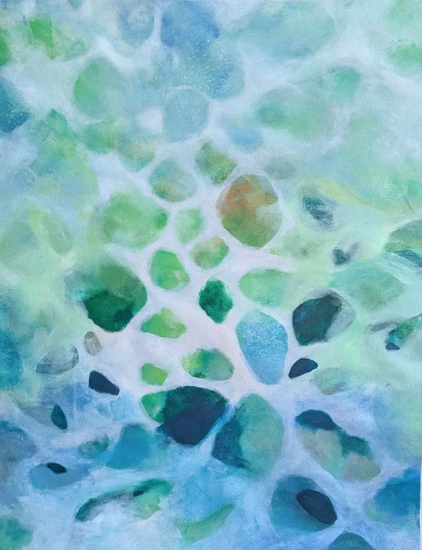 Akrylmålning Pebbles on the beach av Anna Eriksson