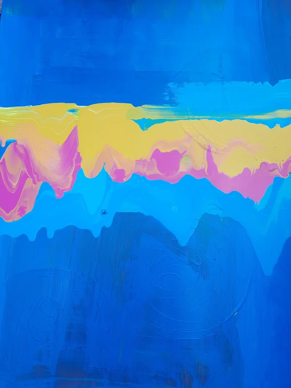 Akrylmålning Pink lake av Ylva Olofsson