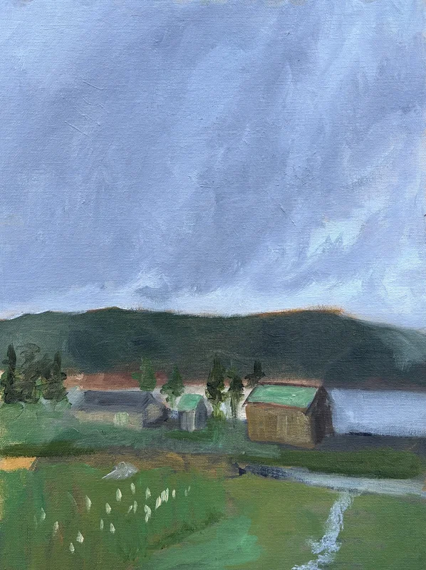 Oljemålning Fatmomakke sketch July av Zachary Dugas