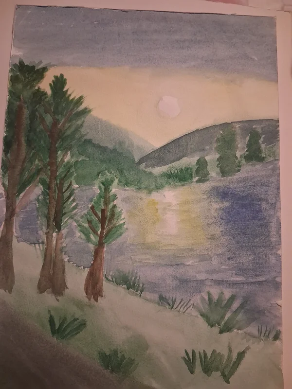 Akvarell Nature and sunset av Katja Tuovila