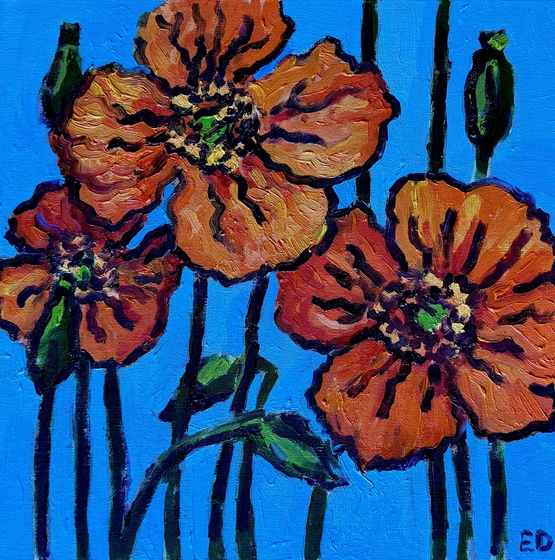 Oljemålning Vallmo blommor av Ekaterina Dutkevich