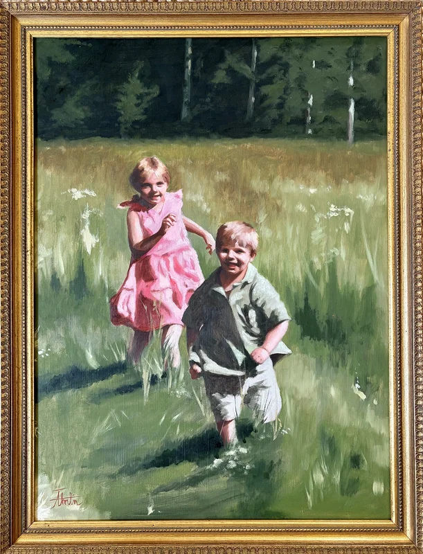 Oljemålning Spring som bara barn kan av Karl Ährlin