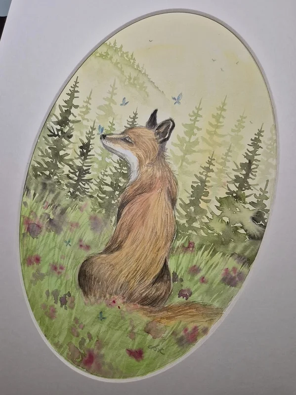 Akvarell Räv av Anna Komstadius