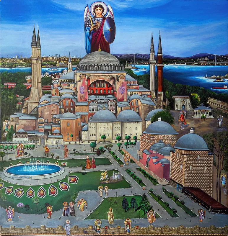 Akvarell HAGIA SOFIA av JOSEPH KARAVIOTIS