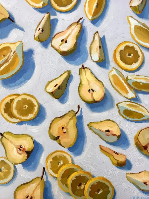 Oljemålning Lemons & Pears av Emma Joan