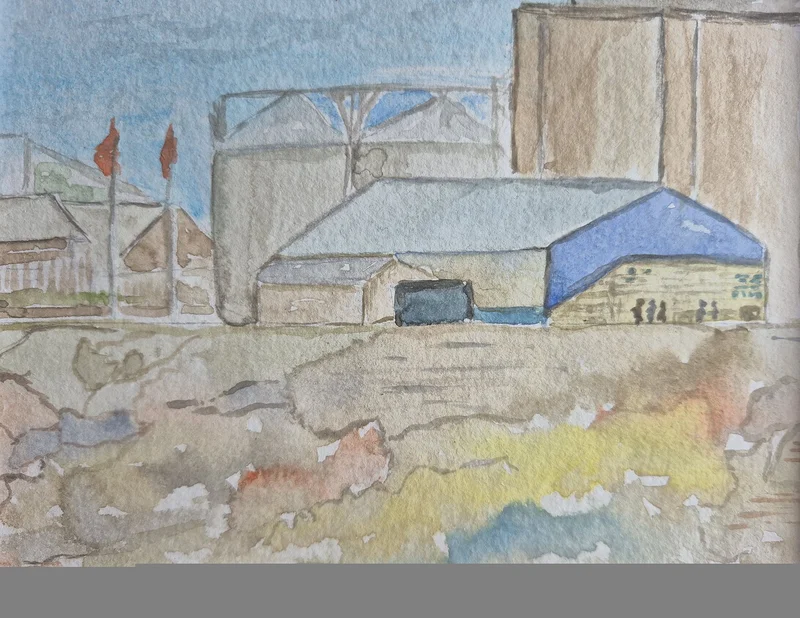 Akvarell Landskrona hamn av Carl-Philip Lingegård