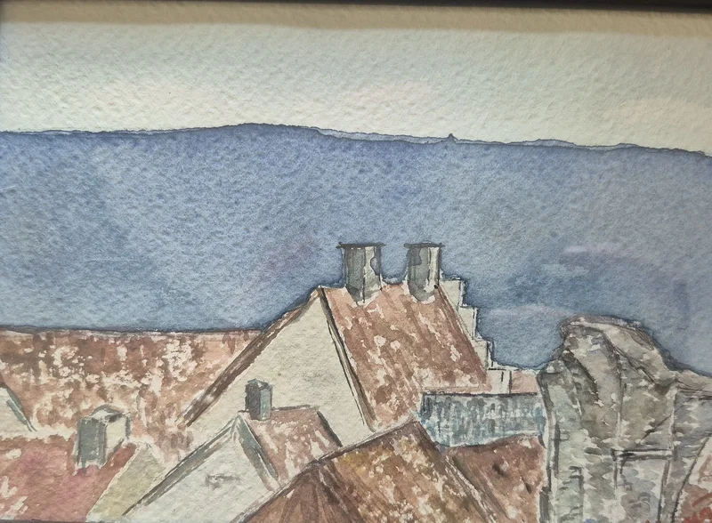 Akvarell Visby av Carl-Philip Lingegård