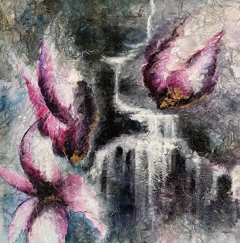 Akrylmålning Magnolia av Cathrine Öberg