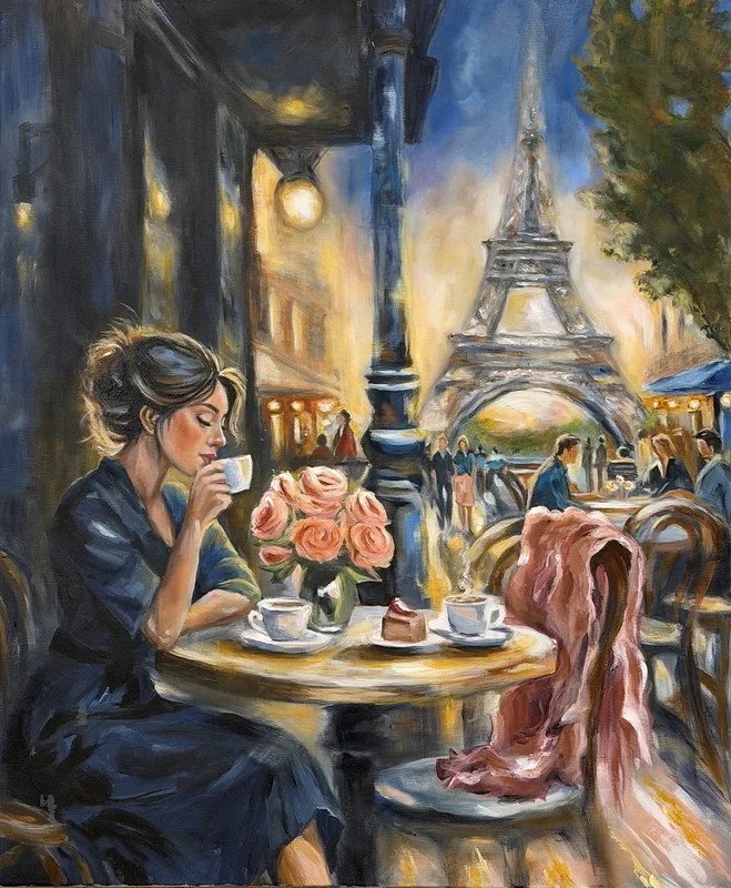 Oljemålning Soft Evening in Paris av Marit Stjernberg