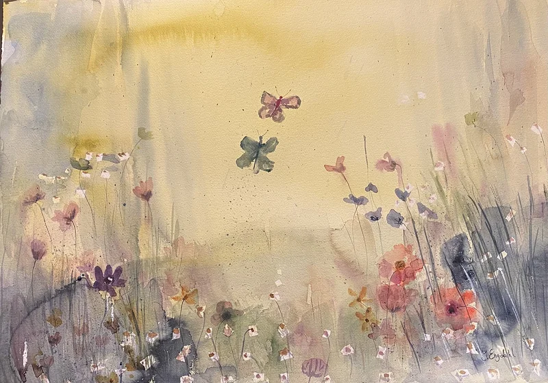 Akvarell Feel free (and fly together) av Jenny Engdahl