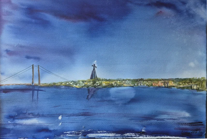 Akvarell Lissabon av Carl-Philip Lingegård