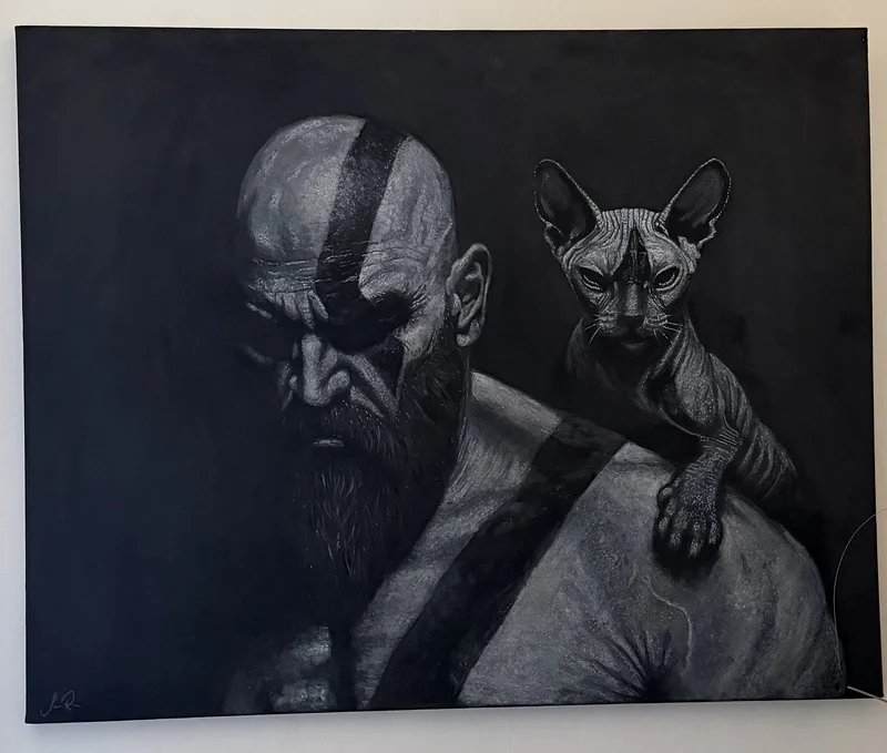 Akrylmålning God of Purr av Sandra Reiche