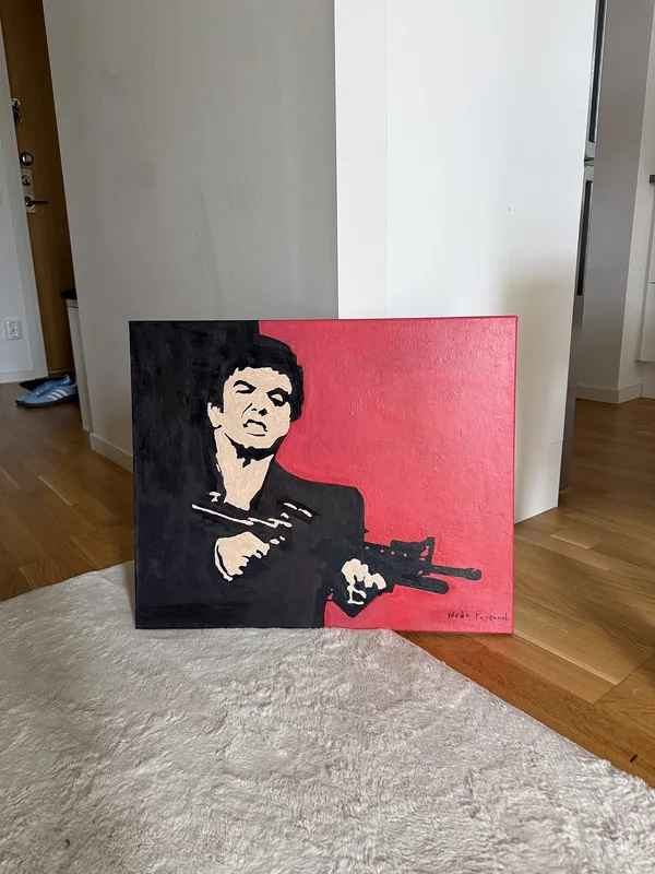 Akrylmålning Rödsvart av Neda Farzaneh