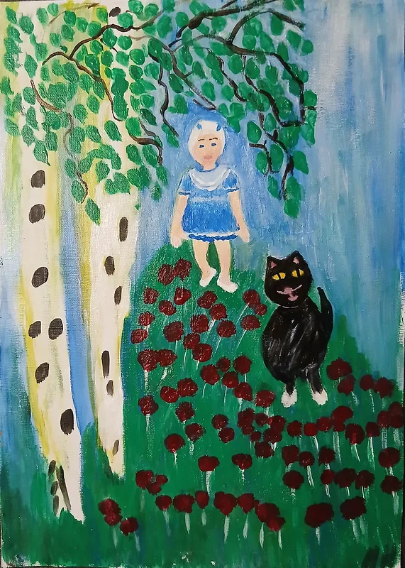 Akrylmålning När jag var liten av Monica Hamberg