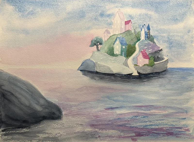 Akvarell Rhode Öland av Stina Johansson