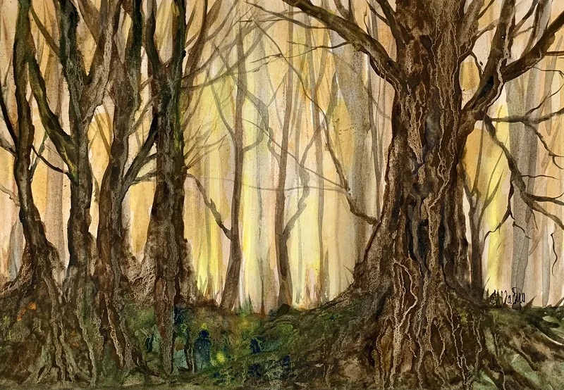 Akvarell Old trees av Annelie Wadin