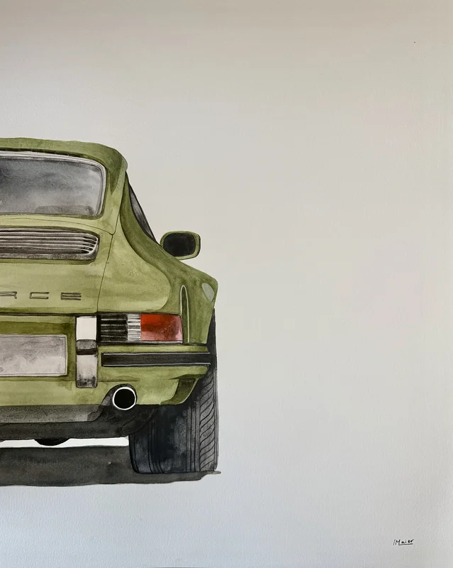 Akvarell Porschen av Ida Maier