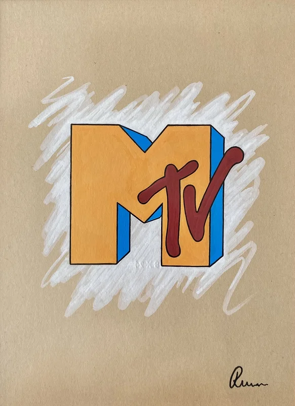 Akrylmålning Music Television av Rebecca Zhu Hansson