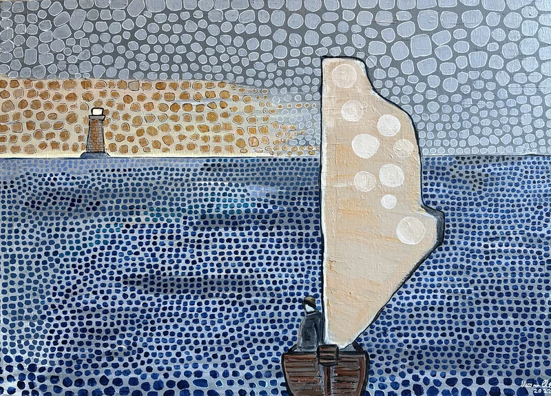 Akrylmålning The fisherman av Vivianne Otsa
