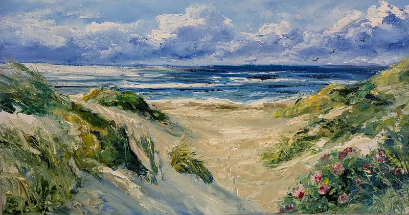 Oljemålning Falsterbo strand av Kathrin Bernekorn