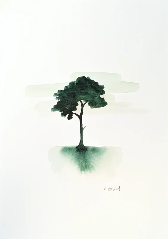 Akvarell Green Tree av Annika Eklind