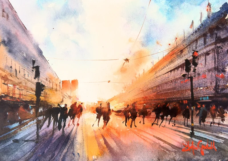 Akvarell Klarabergsgatan av Stefan Gadnell