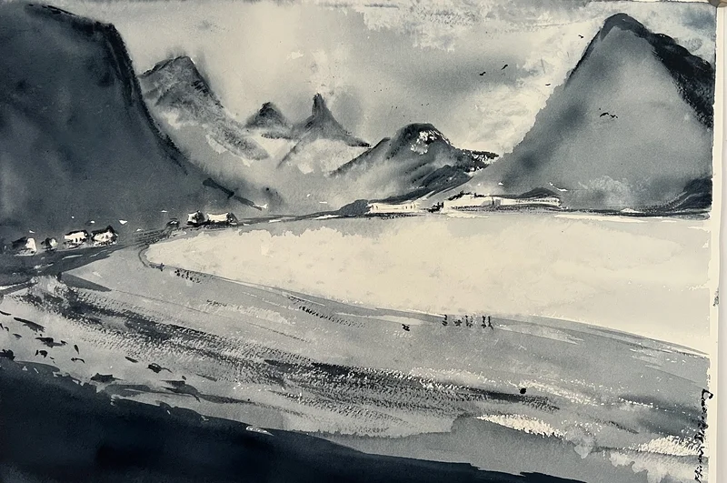 Akvarell Lofoten av Mårten Strömberg
