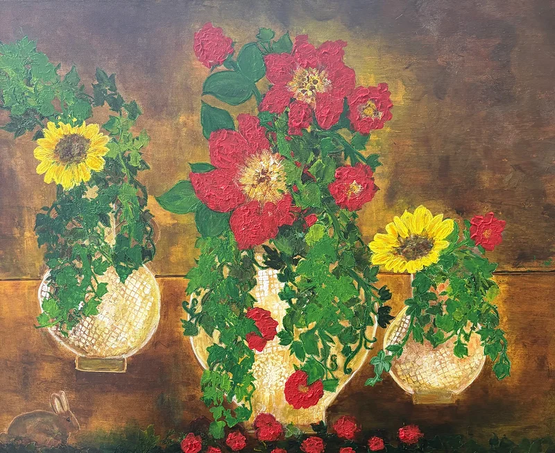 Akrylmålning Blomster av Marie Duclos