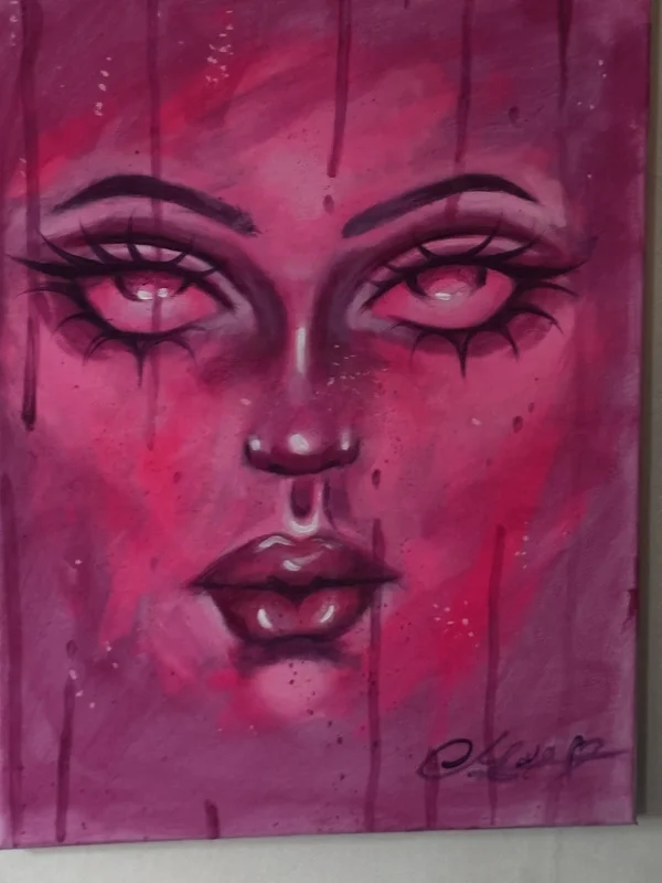Akrylmålning Rosa av Maya Karlsson