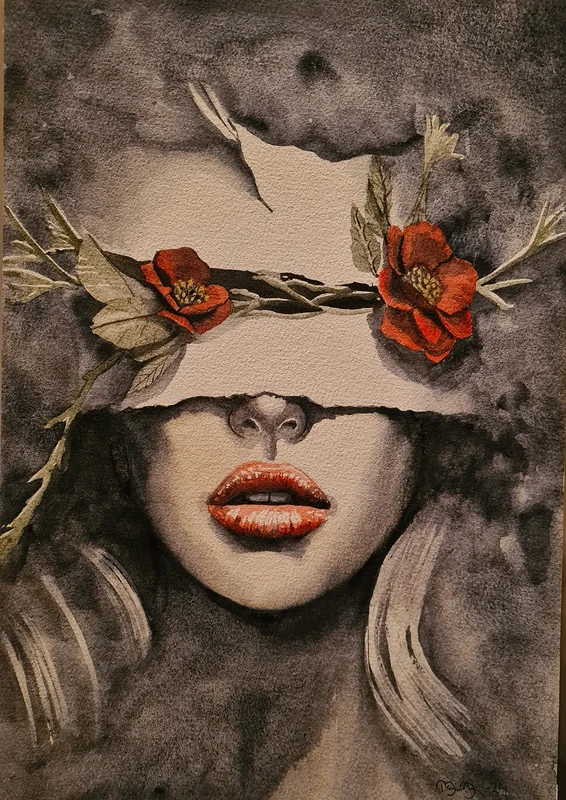 Akvarell Floral blindfold av Maria Blom