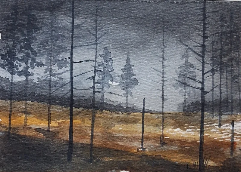 Akvarell Ett hygge i Dalsland av Erik Kihlberg