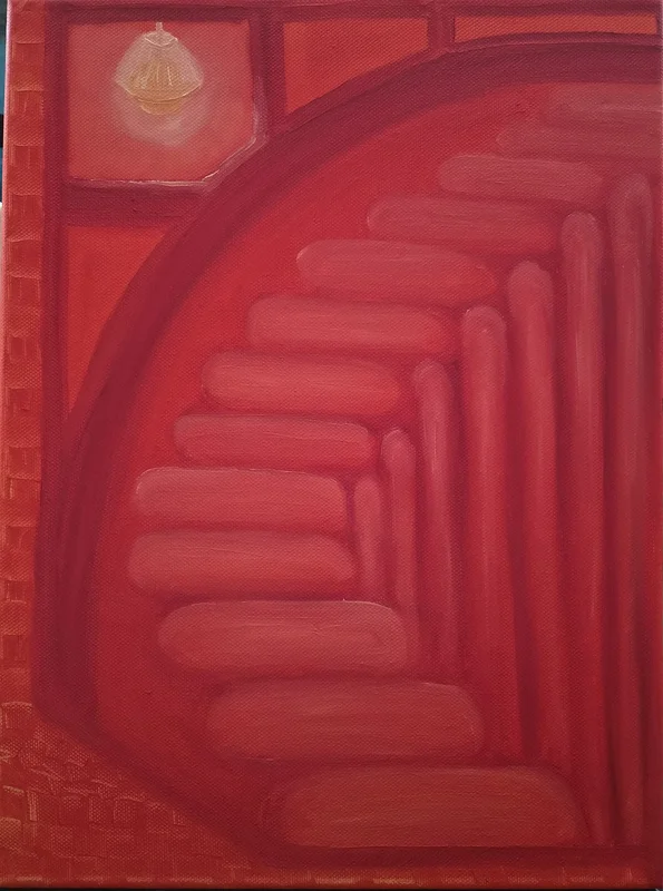 Oljemålning Stairway to hell? av Jenny Johansson