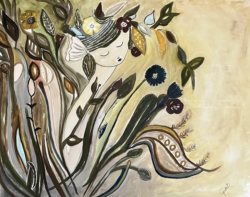 Akrylmålning Flora av Gunilla Blomqvist
