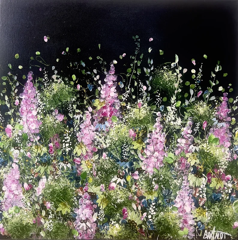 Akrylmålning Midnight in Bloom II av Anna Artistockholm Brandt