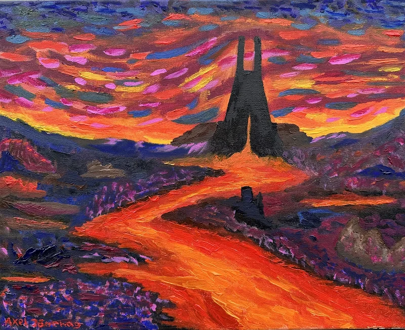 Oljemålning Vaders Castle av Axel Jönehag