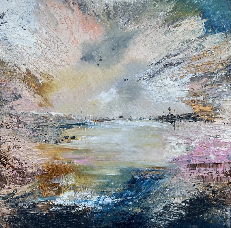 Akrylmålning THE SHORE IS ALMOST THERE av Anne-lee Andersson