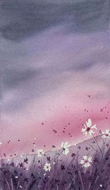 Akvarell Bloom happyness 2 av Carmen Gogan Akvarellkonstnär