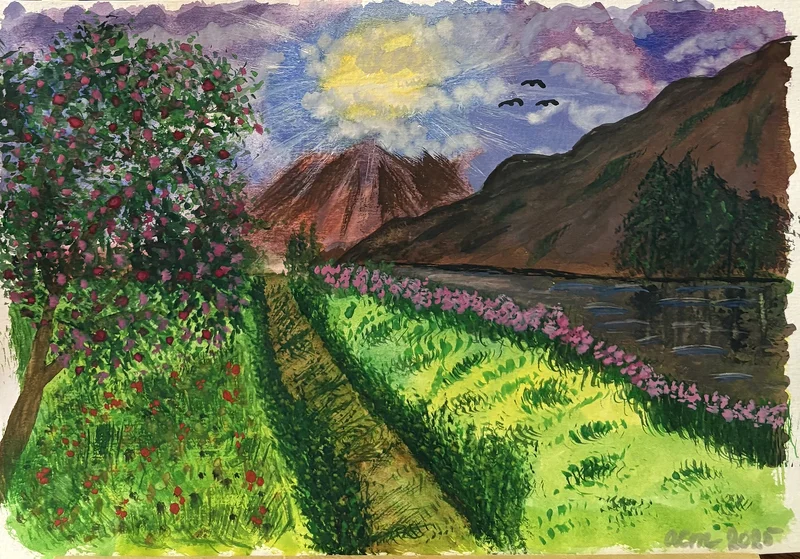 Akrylmålning Den slumrande vulkanen av Ann-Christin (Acmpainting) Martinsson