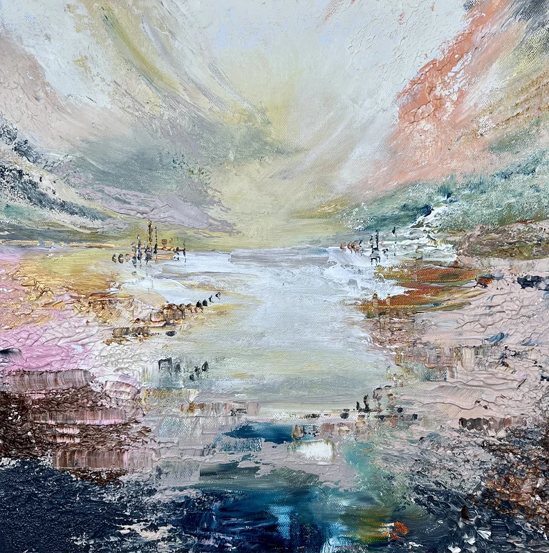 Akrylmålning THE SHORE AHEAD av Anne-lee Andersson