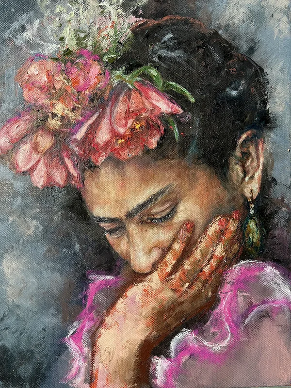 Oljemålning Melancholy Frida av Anastasiya Kostyuk