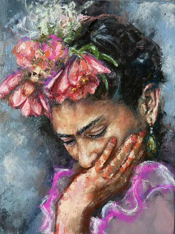 Oljemålning Melancholy Frida av Anastasiya Kostyuk