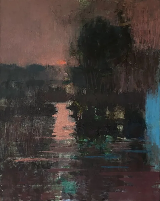 Oljemålning Wetland sunset av Mårten Lindgren